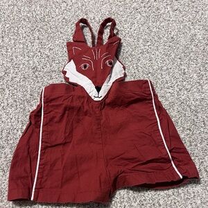 Kids Red Fox Design Overalls